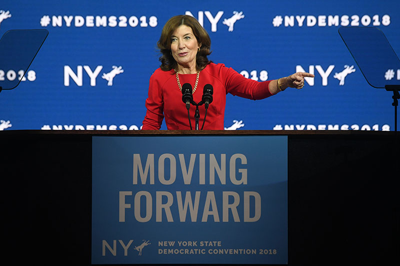 Kathy Hochul speaking at the 2018 Convention